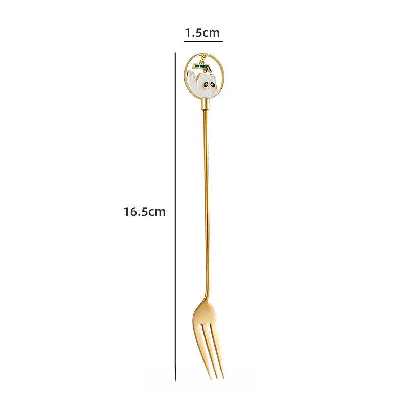 Creative Cartoon Animal Floral Spoon & Fork, Mirror Polished 304 Stainless Steel Dessert Coffee Stirrer