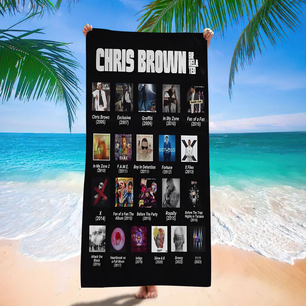 C-Chris B-Brown Rapper Classic Movie Big Microfiber Beach Towels Quick Dry Towel Sand Beach Towels Pool Towel for Travel Swim