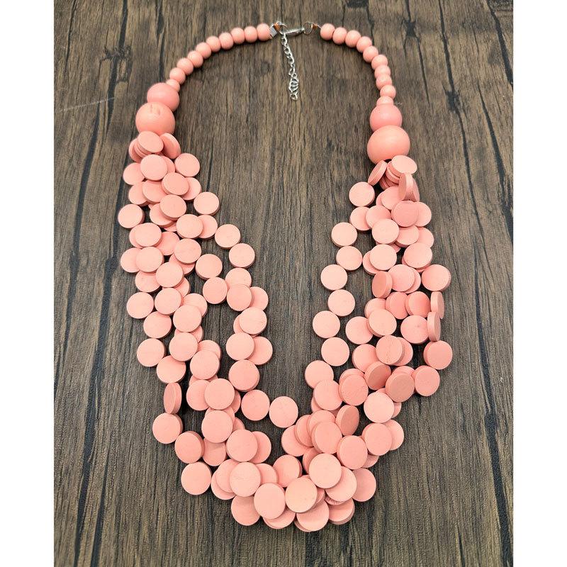 Этнический стиль, цвет древесной щепы, многослойный набор колье и серег с бахромой