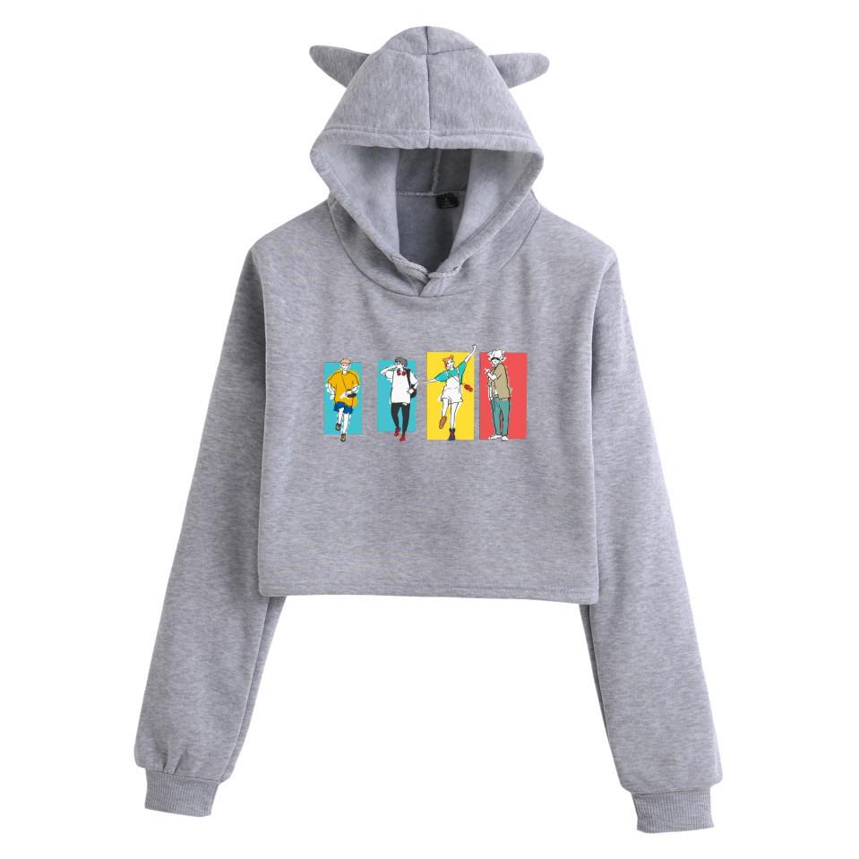 Jujutsu Kaisen Cat Ear Crop Hoodie - Spring Fashion Trend for Girls