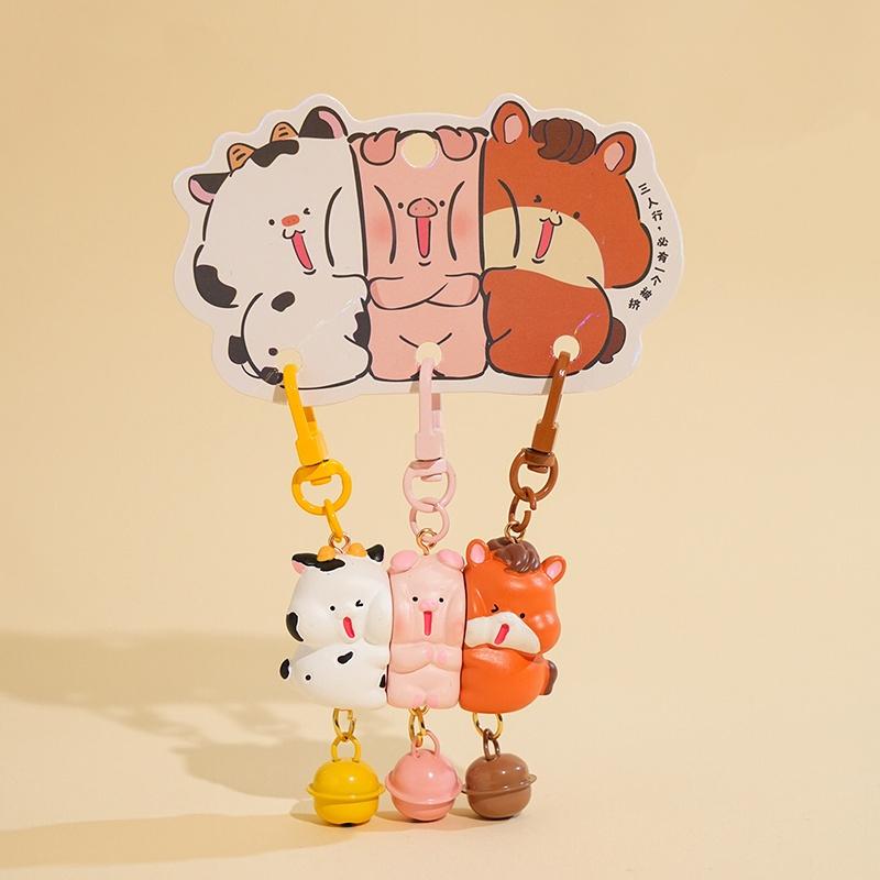 Magnetic Snap Keychain Set 3 Pcs Cartoon Resin Charms Portable Detachable Key Holders for Jacket Zipper Pendant Gift