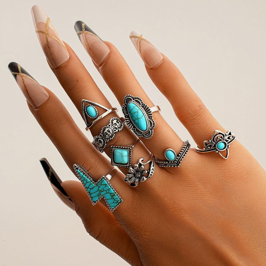 Modischer Damenring 4er Set - Damenring Metallring Glänzender Ring Metallring Weihnachtsgeschenk