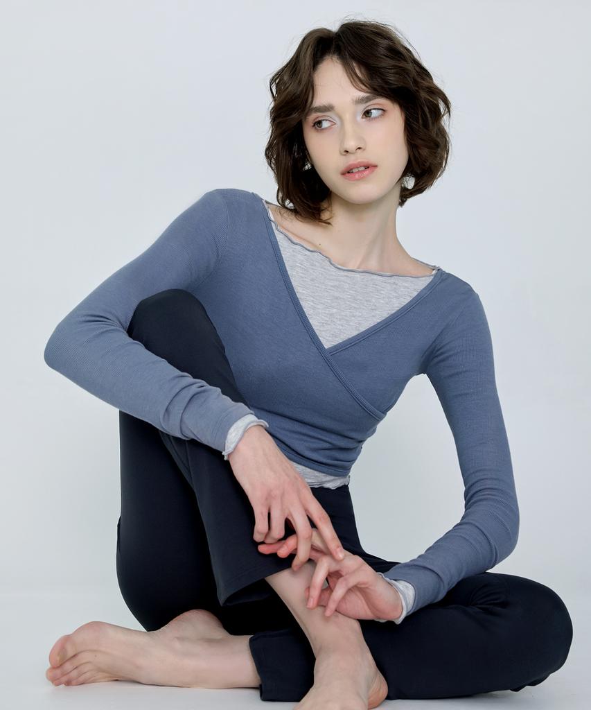 Debiweeo Curve Wrap Crop Top Devi-T0041-Ash Navy
