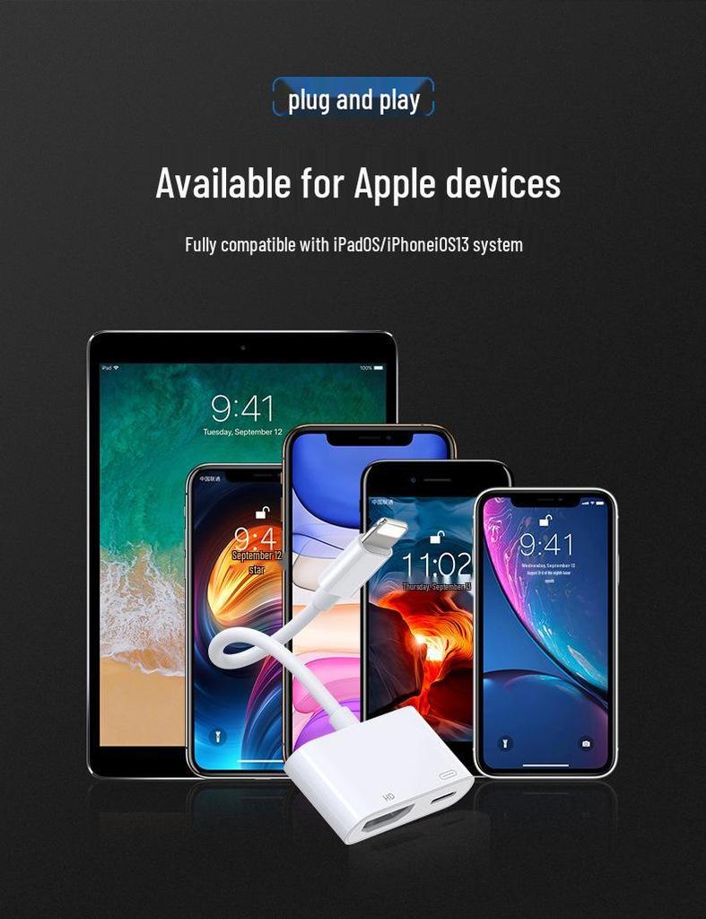 HD Screen Mirroring Device, No Power Needed, Fast Charging, Built-in Chip, Compatible with Apple Type-C To HDMI Projectors