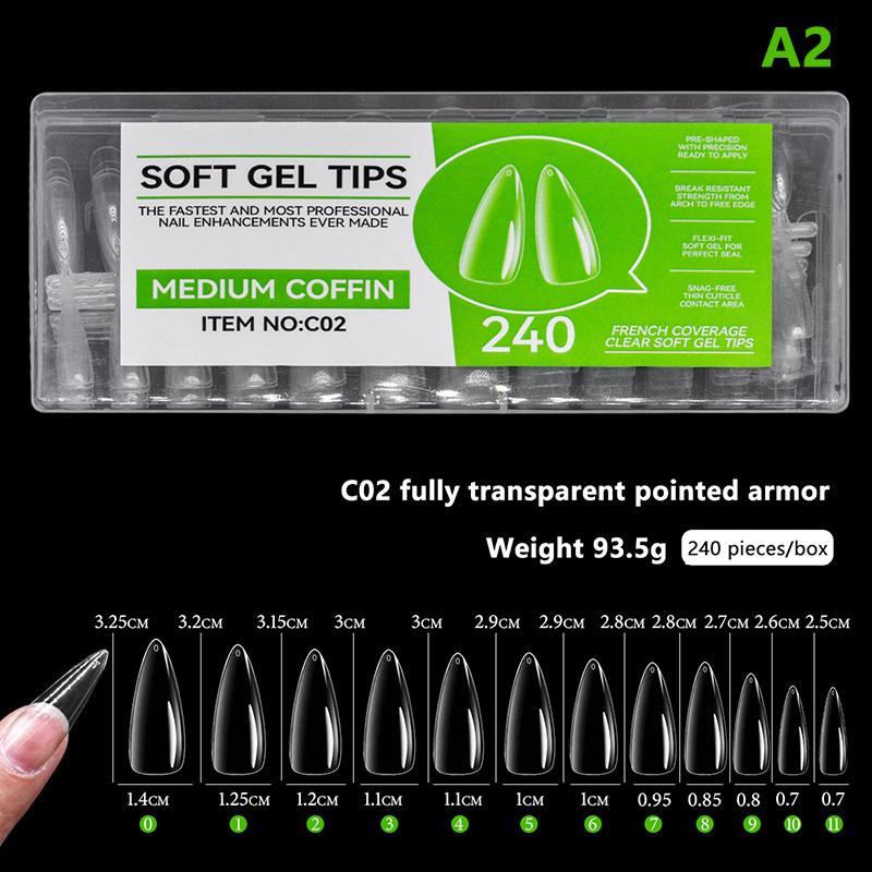 240Pcs Boxed Clear Press Fake Nails Tips Ultrathin Full Paste Fake Nails Wearing Armor Nail Tools
