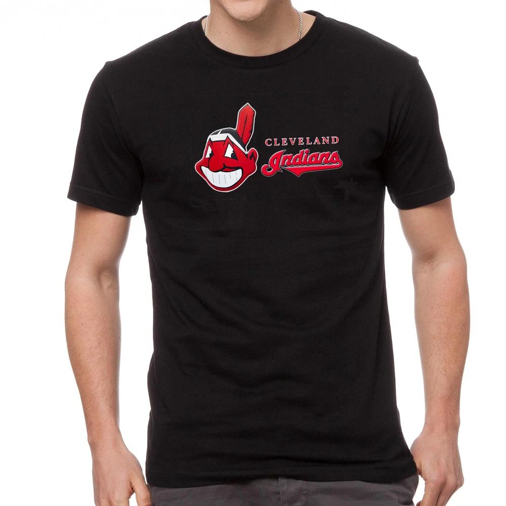 Cleveland Indians Logo Black TShirt 592 L