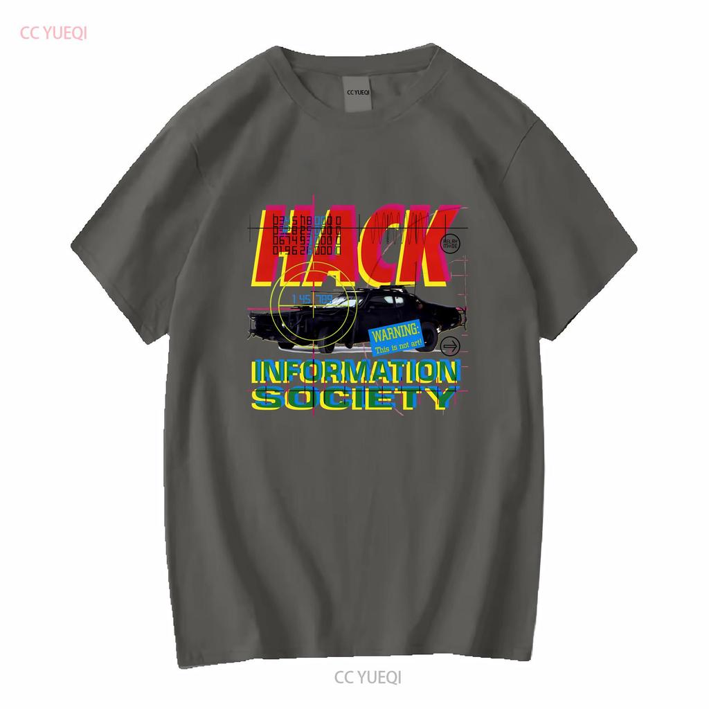 INFORMATION SOCIETY HACK NEW WHITE T SHIRT long or short sleeves vintage Washed Comfortable graphic Top For Everyday Wear Soft