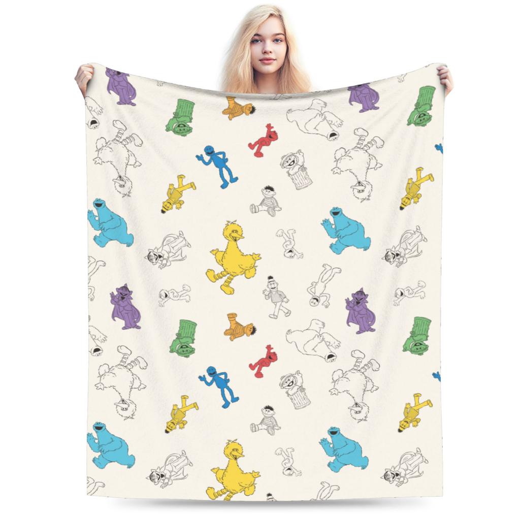 Red Dancing Elmo Pattern Sesame Street Wool Blankets  Novelty Throw Blankets for  Sofa Bedding Lounge 125*100cm Bedspread