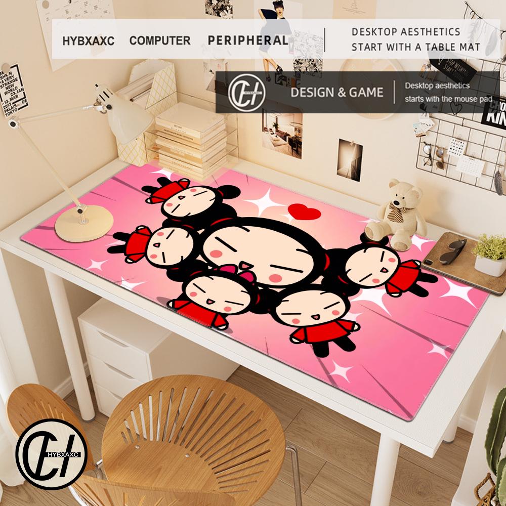 HYBXAXC Cute Garu Pucca Mouse Pad Non-slip Locking Edge DeskMat PC Laptop Accessories Rubber Office Keyboard Large XXL Carpet