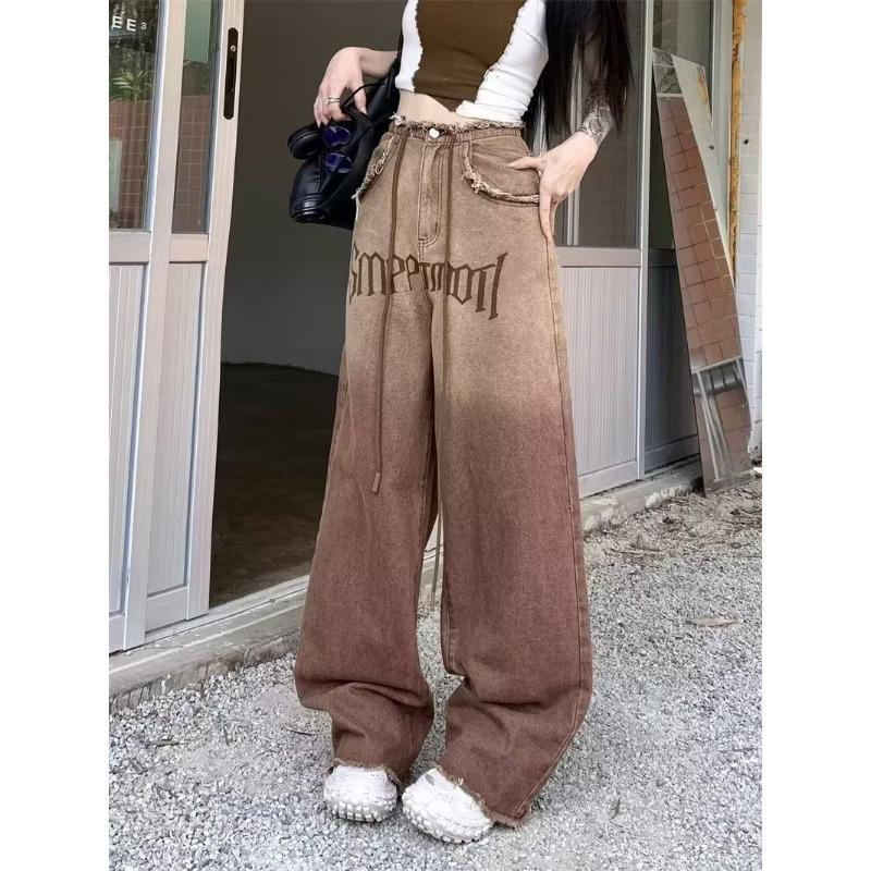 

Women s Trendy Wide-Leg Jeans: Versatile Harajuku Style for Spring & Autumn Medium