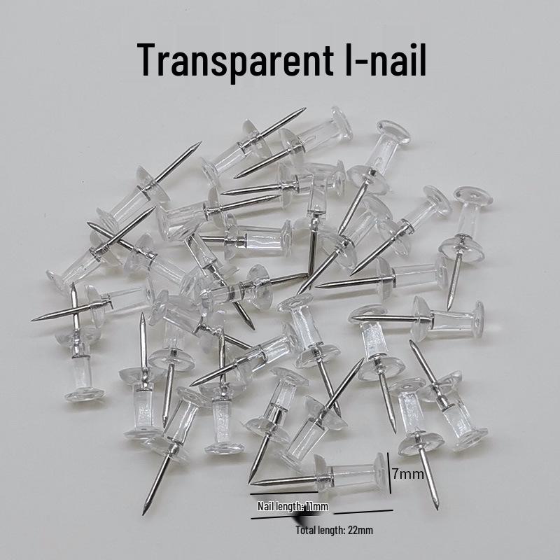 Five-Color Transparent I-Shaped Thumbtacks for Office or DIY Cork Boards