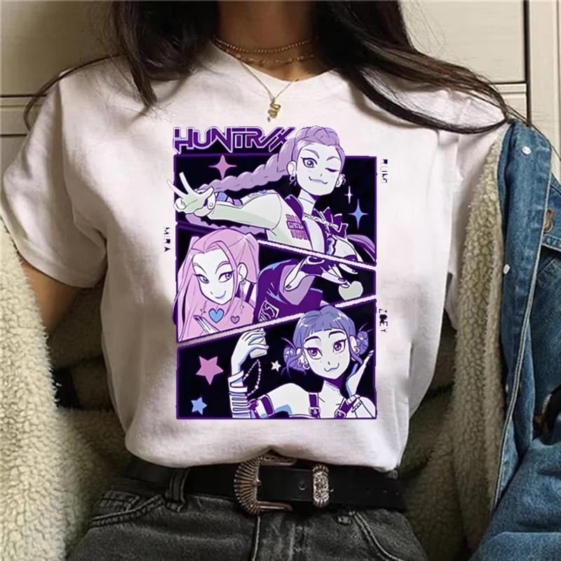 2025 Women's Cartoon Saja Women's T-Shirt Boys and Girls Pure 100% Cotton Short Sleeve T-Shirt Top Anime Kpop Demon Hunter Gifts