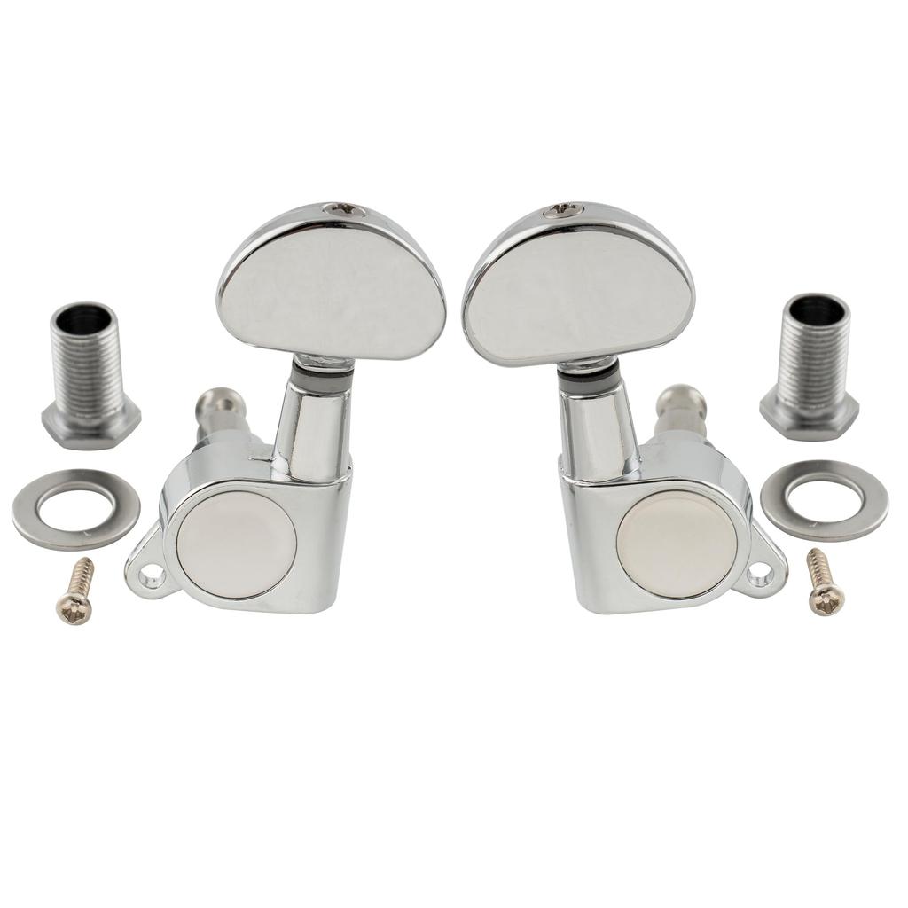 Musiclily Pro Guitar Tuners for Button Chrome 3+3 Electric/Acoustic Guitars, Half-Moon
