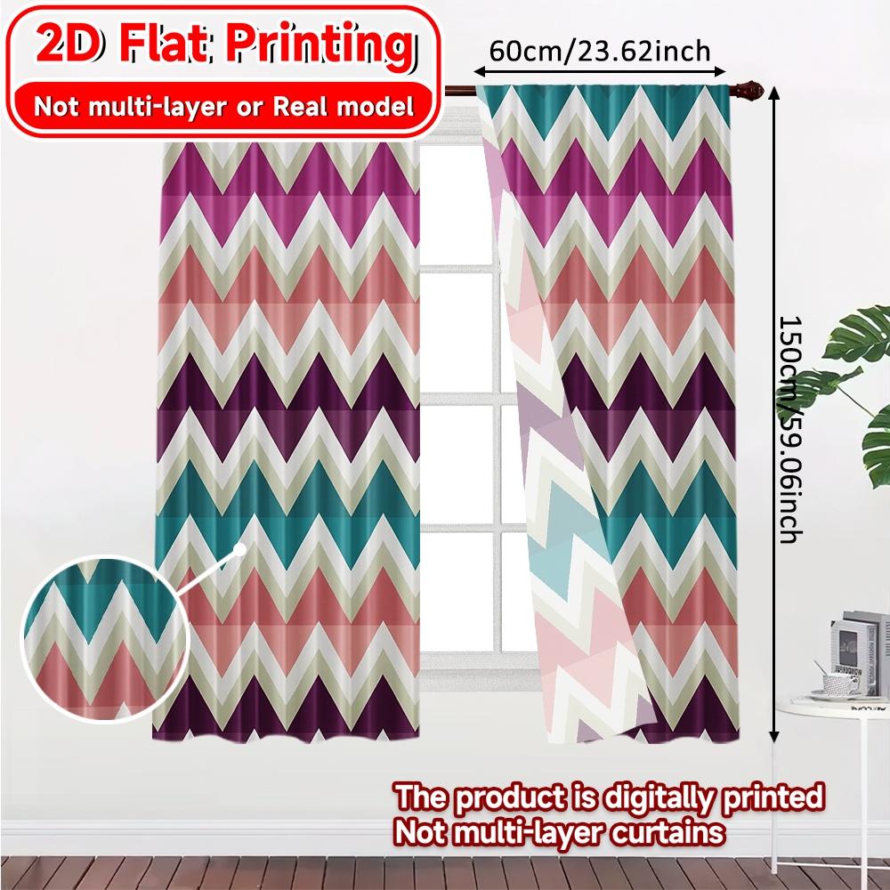 2pcs   2D FLAT PRINTING Curtains (Without Rod) Zigzag Symphony Halloween Festival Popular Curtains&Drapes Polyester Easy Install