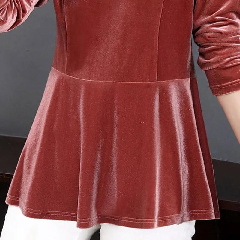 Tops Women's Autumn and Winter Warm Comfortable V-Neck Shirt Long Sleeve T-shirt Loose Casual Pullover Top