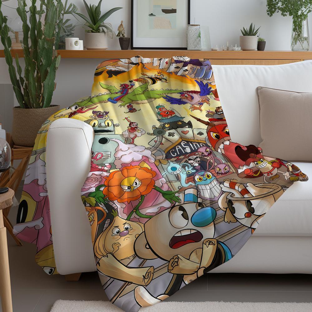 Funny Game C-Cuphead Blanket Warm And Soft Suitable For Bedroom Living Room Sofa Bed Office Travel Camping