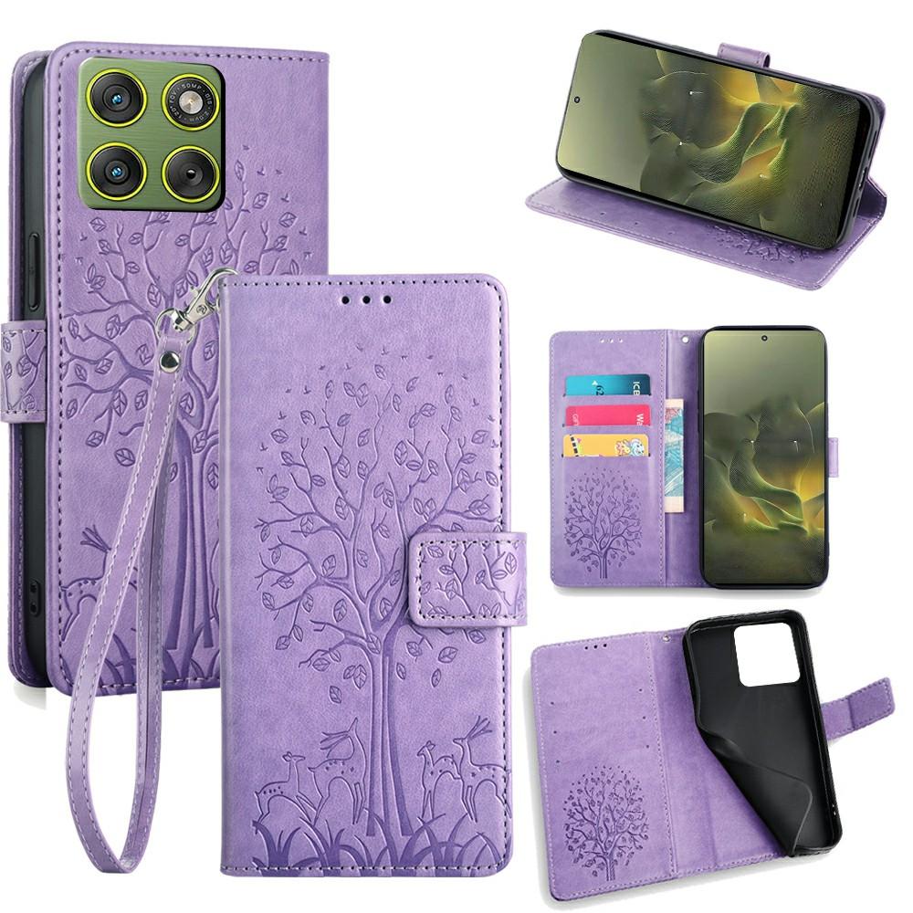 For Motorola Edge 70 5G Case PU Leather Wallet Phone Cover Tree Deer Imprinted