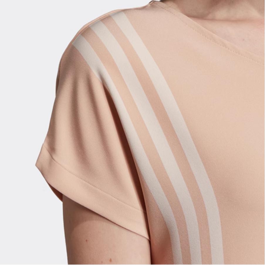 adidas Originals Casual Breathable Loose A-Line Short Sleeve Dress Women Dresses Off-White EC0934