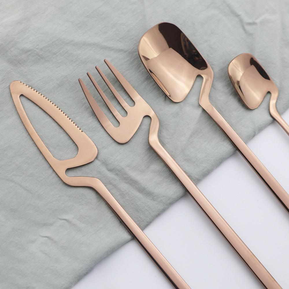 4Pcs/Set Black Dinnerware Flatware Knife Fork Spoons Cutlery Set 18/10 Stainless Steel Dinner Tableware Bar Party Silverware Set