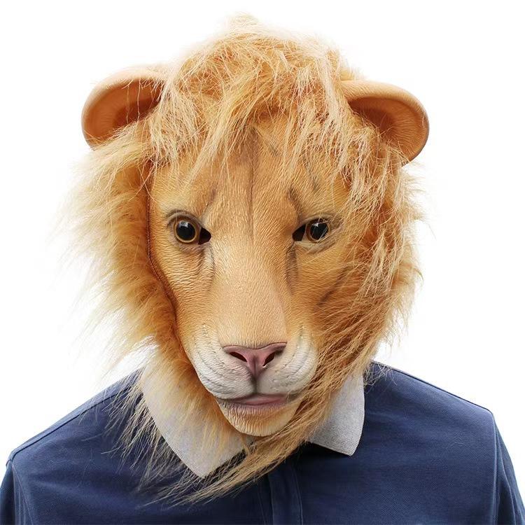 Product Halloween cosplay Funny animals at a bar party lion Lion latex mask headgear