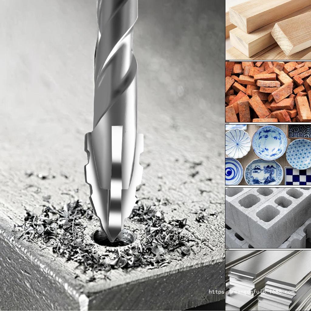 Four-Blade Angled Eccentric Drill Bit Set for Ceramic with Hex Shank