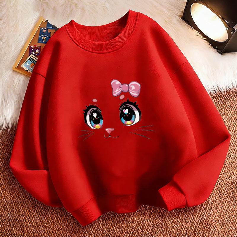 Kawaii Cat Meme Children'S Sweatshirt Pullover Crew Neck Graphic Print Hoodie Boy/Girl Kids Hoody Comfortable Sweatshirt