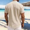 Camisa de manga corta transpirable con cuello mao para hombre