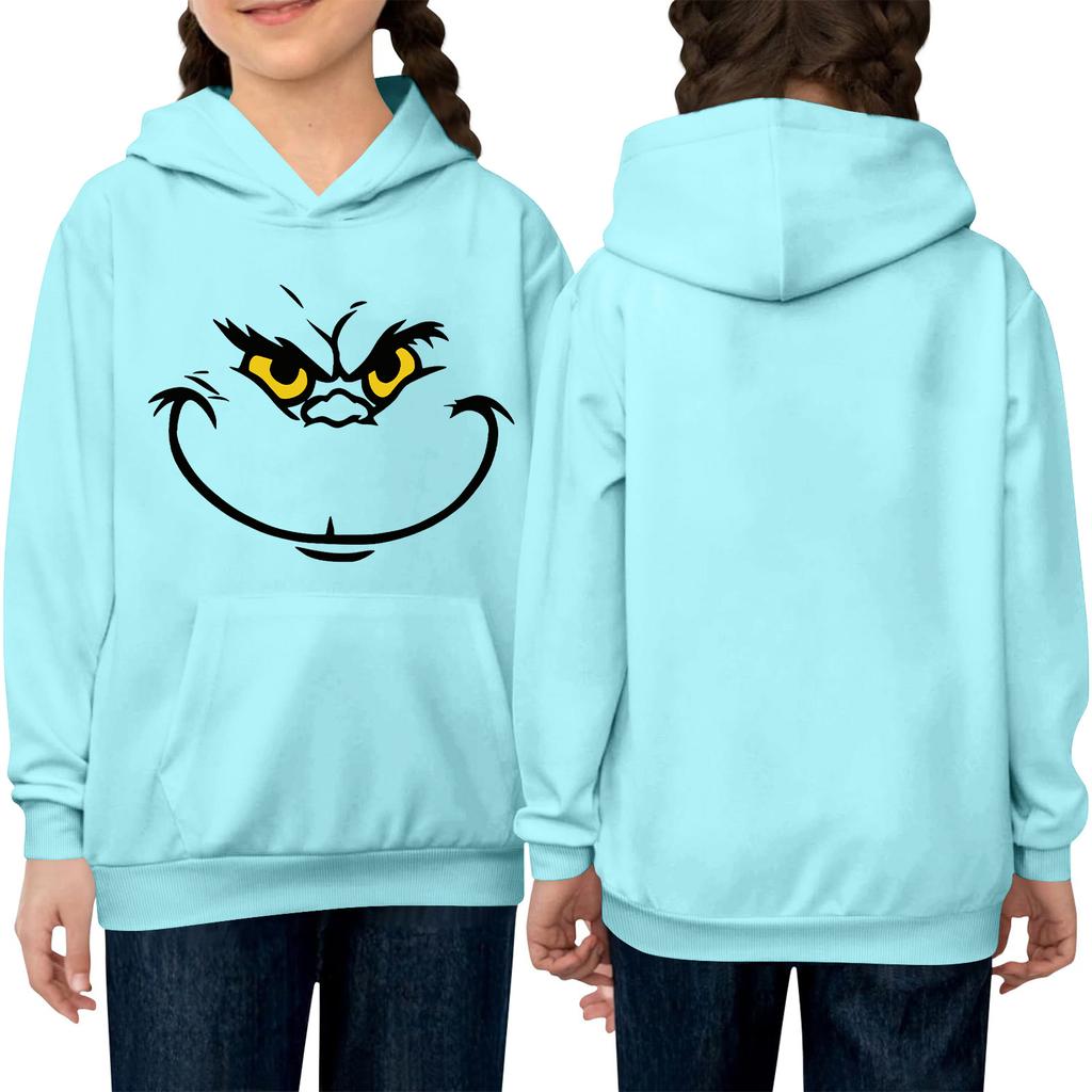 Children's Long-sleeved Loose-fitting Pullover Hoodie With Drawstring And Solid Color