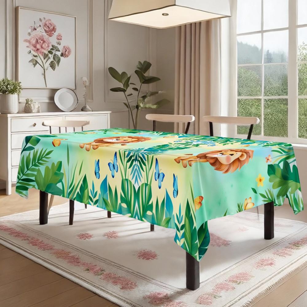 Jungle Lion Rectangle Table Cloth for Table Decoration Kitchen Dining Waterproof Reusable Tablecloth for Tables Party Picnic