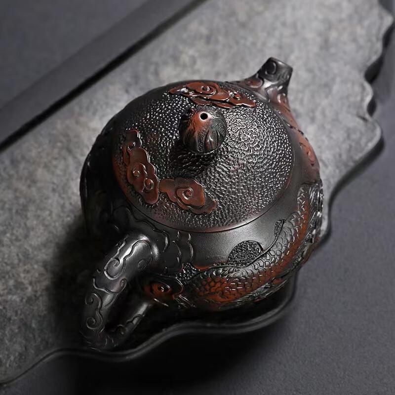 Zitao Purple Clay Hand-Carved Xishi Teapot