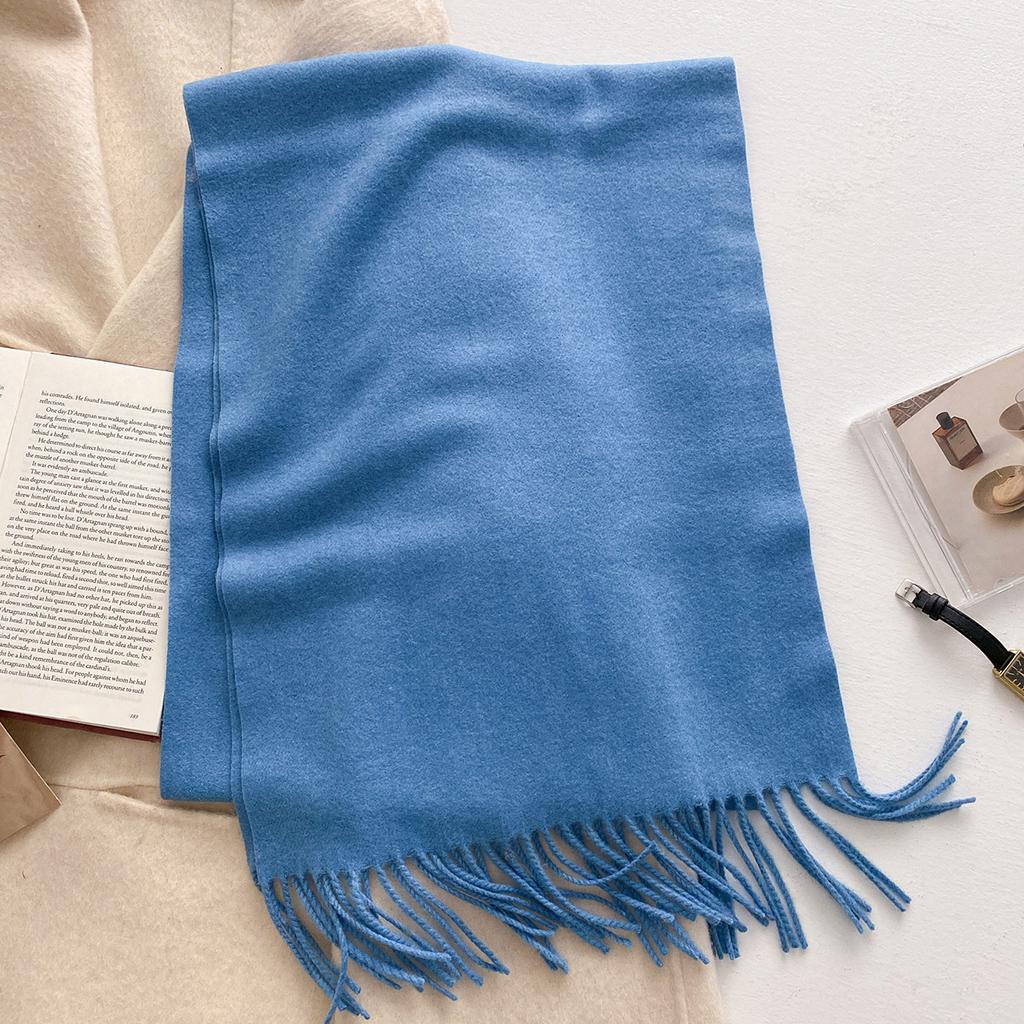 30*180cm Wool Scarf Women Luxury Solid Color Winter Warm Fashion Scarves Tassel Shawls Pashmina Lady Soft Wraps