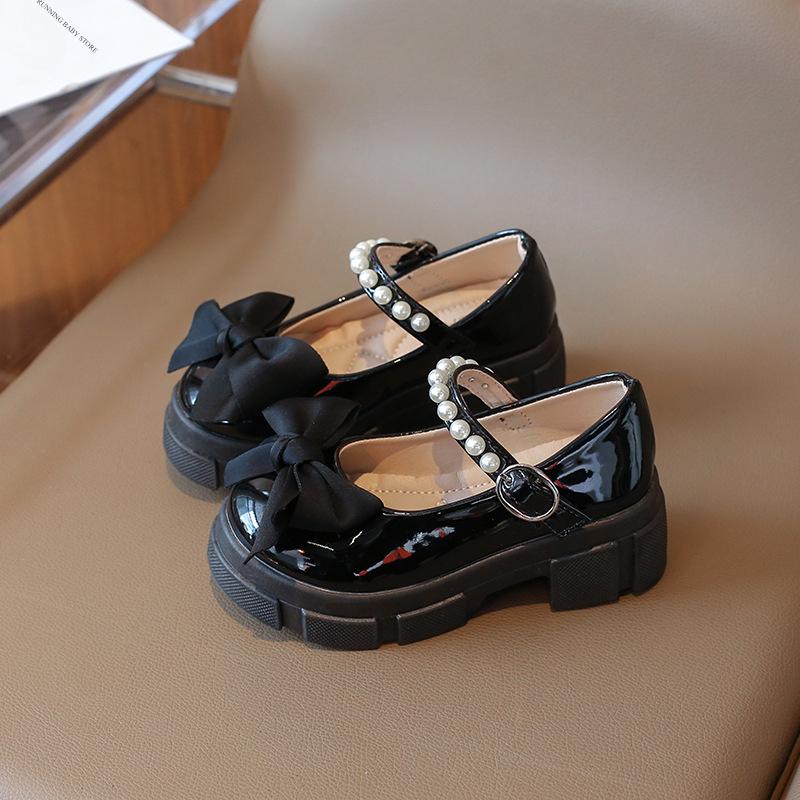 

Spring Girls Glossy Leather Shoes Fashion Children Princess Causal Wedge Shoes Sweet Bow-knot Kids School Mary Jane Shoes I01236 26 чорний