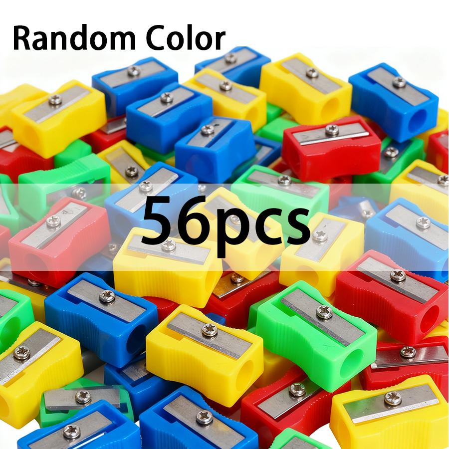 28/56pcs Manual Pencil Sharpener, Plastic Handheld School Office Stationery for Writing Drawing Sketching Note Daily Use XJM