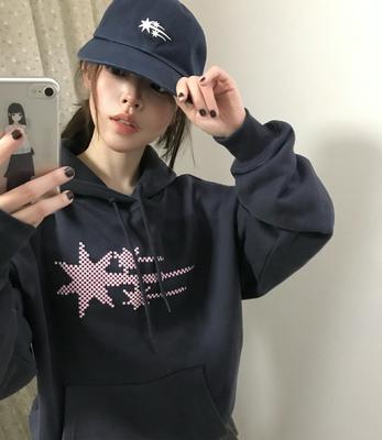 Mosaic 3Star Crop Hoodie_Navy(Ng2Gsum401A)