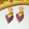 Medieval Palace Style Triangular Jelly Earrings Vintage Niche Temperament Gold-plated