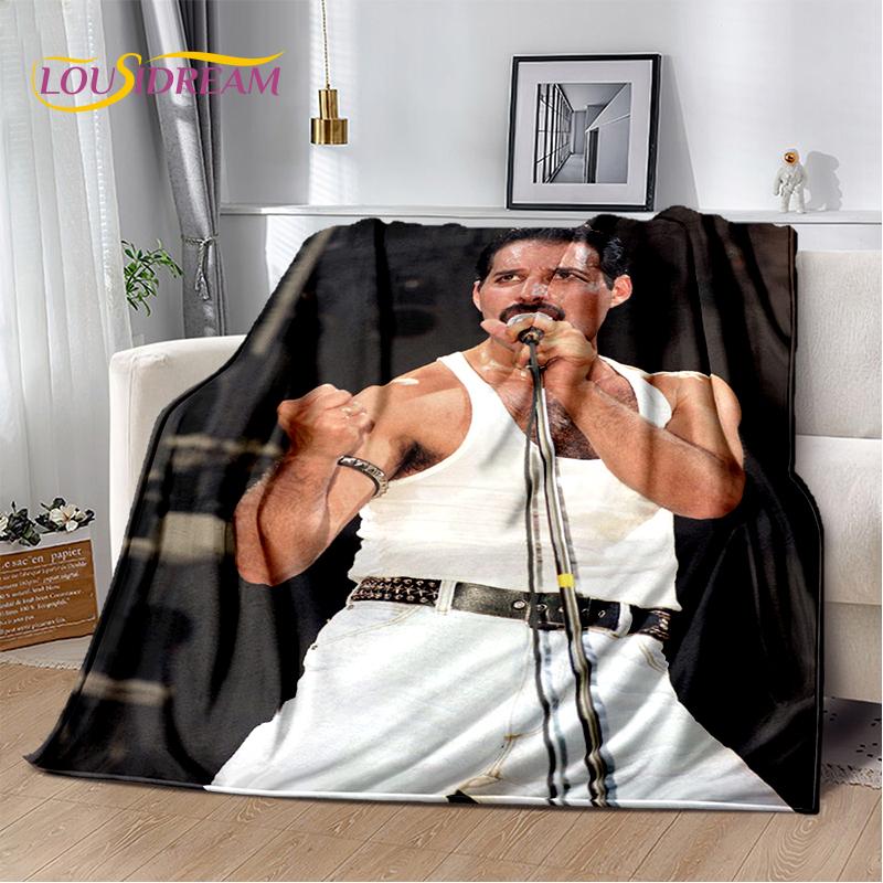 2025 Classics Queen-Rock-Band Freddie Blanket,Soft Throw Blanket for Home Bedroom Bed Sofa Picnic Travel Office Cover Gifts Kids