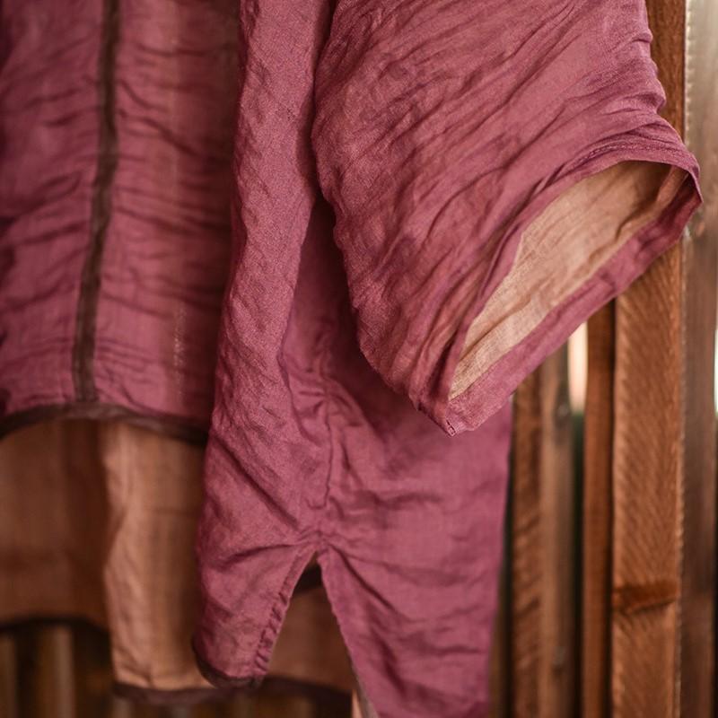 Johnature Women Vintage Ramie T-Shirts Solid Color V-Neck Long Sleeve Tees Summer High Quality Women T-Shirts