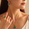 4PCS Sets Exquisite Quadrate Rhinestone Necklace Earrings Ring Zircon Set Charm Ladies Zircon Fashion Bridal Gifts for Women