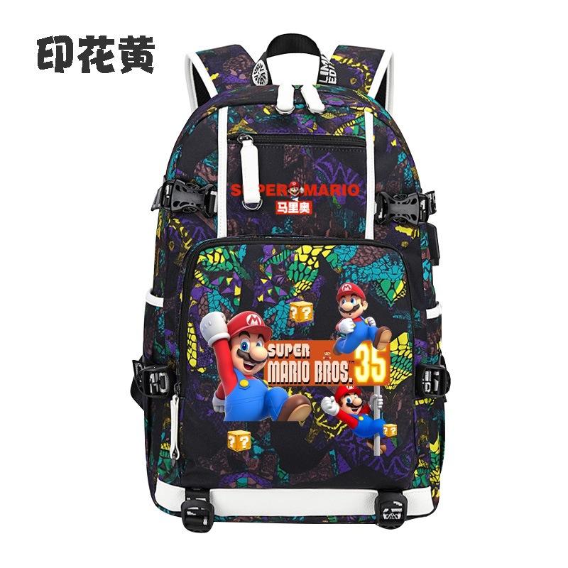 Zaino con Licenza Anime di Mario per Bambini Adolescenti Ragazzi Ragazze, Leggero Ergonomico Zaino Scolastico Grande Capacità, Design Anti-Scoliosi