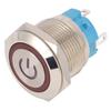 2Pcs Push Button Switch 4 Pin 19mm Round Flat Head Stainless Steel Shell with Light IP65 12 24VDCRed