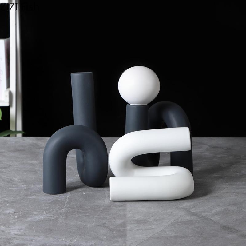 Creative Twisted Pipeline Abstract Artwork Statue Desk Decoration Ornaments Modern Crafts Ceramic Sculpture Room Aesthetic Decor