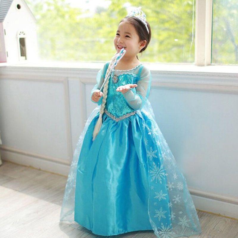 Girls Elsa Kids Fancy Dress Costume Princess Anna Party Dresses Cosplay Outfits