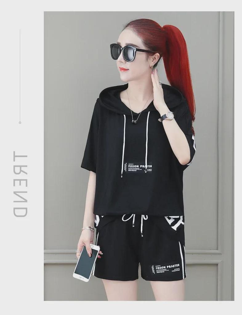 Women's Summer Sportswear Set: Trendy Sweatshirt and Shorts Two-Piece Suit (2021)