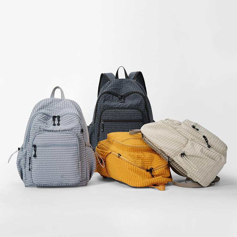 Neuer Rucksack mit kontrastierendem Karomuster, Retro-Pendler-Computer-Rucksack, Studenten-Rucksack mit großem Fassungsvermögen