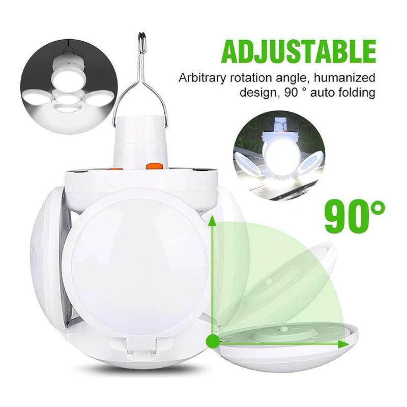 Hook Portable LED Light Burling Folding Solar Outdoor Waterproof Emergency Solar USB Charging Light Camping Garden Lighting