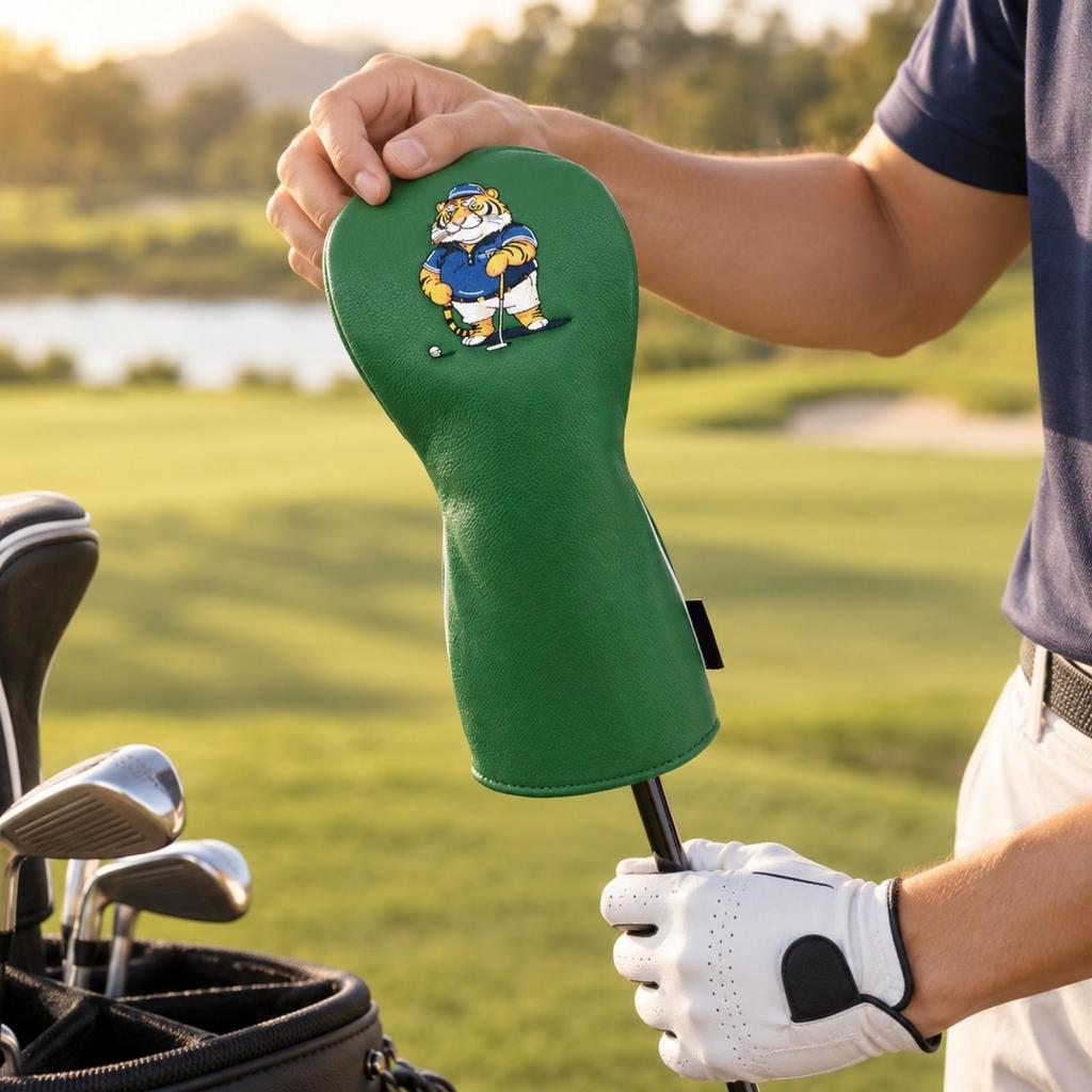 Golf Head Cover with Tiger Graphic Fashiongolf Club Textured for Golfers, Driving Range
