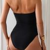 1011 European and American New Solid Color One-piece Swimsuit Women's Hollow Metal Accessories Slim-fit High-end Beach Swimsuit