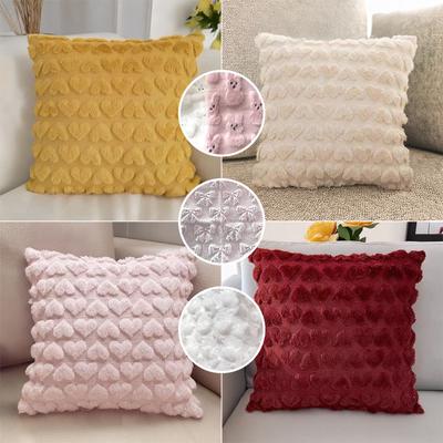 Love Solid Color Plush Pillow Modern Simple Office Pillow Cover Living Room Sofa Cushion Valentine's Day Pillow Cover