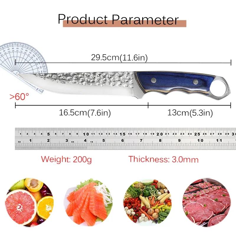 6.5Inch Hand Forged Chef Knife Butcher Boning Knife Wooden Handle Meat Vegetable Cutting Knife Stainless Steel Kitchen Knives