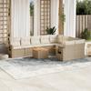 Vidaxl 10-Cz. Garden Furniture Set With Cushions, Beige, Poly Rattan